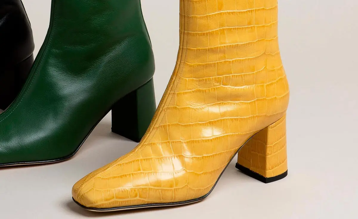 welche farben stiefeletten herbst 2023 sind in square top boots stiefeletten in gelb und gruen modelle