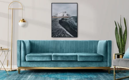 wohnung ausmisten wohnzimmer gestaltung esigner sofa in meerblau