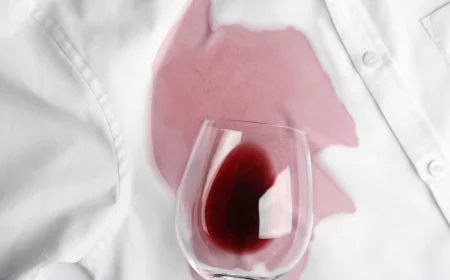 glas mit rotwein auf weißem hemd verschüttet