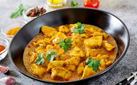curry with chicken and onions. indian food. asian cuisine.
