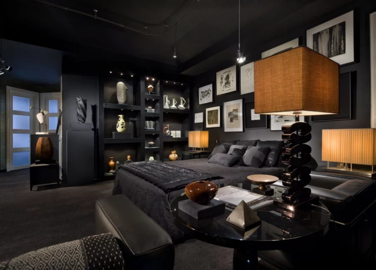 luxus schlafzimmer in schwarz