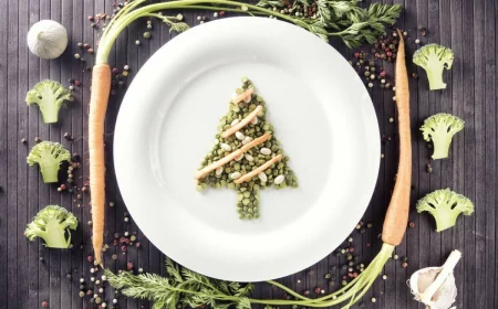 weihnachtsbaum aus erbsen und gemüse für veganes weihnachtsessen