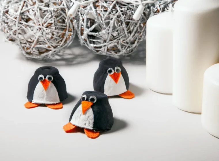 bastelideen für kinder diy pinguine aus eierbechern