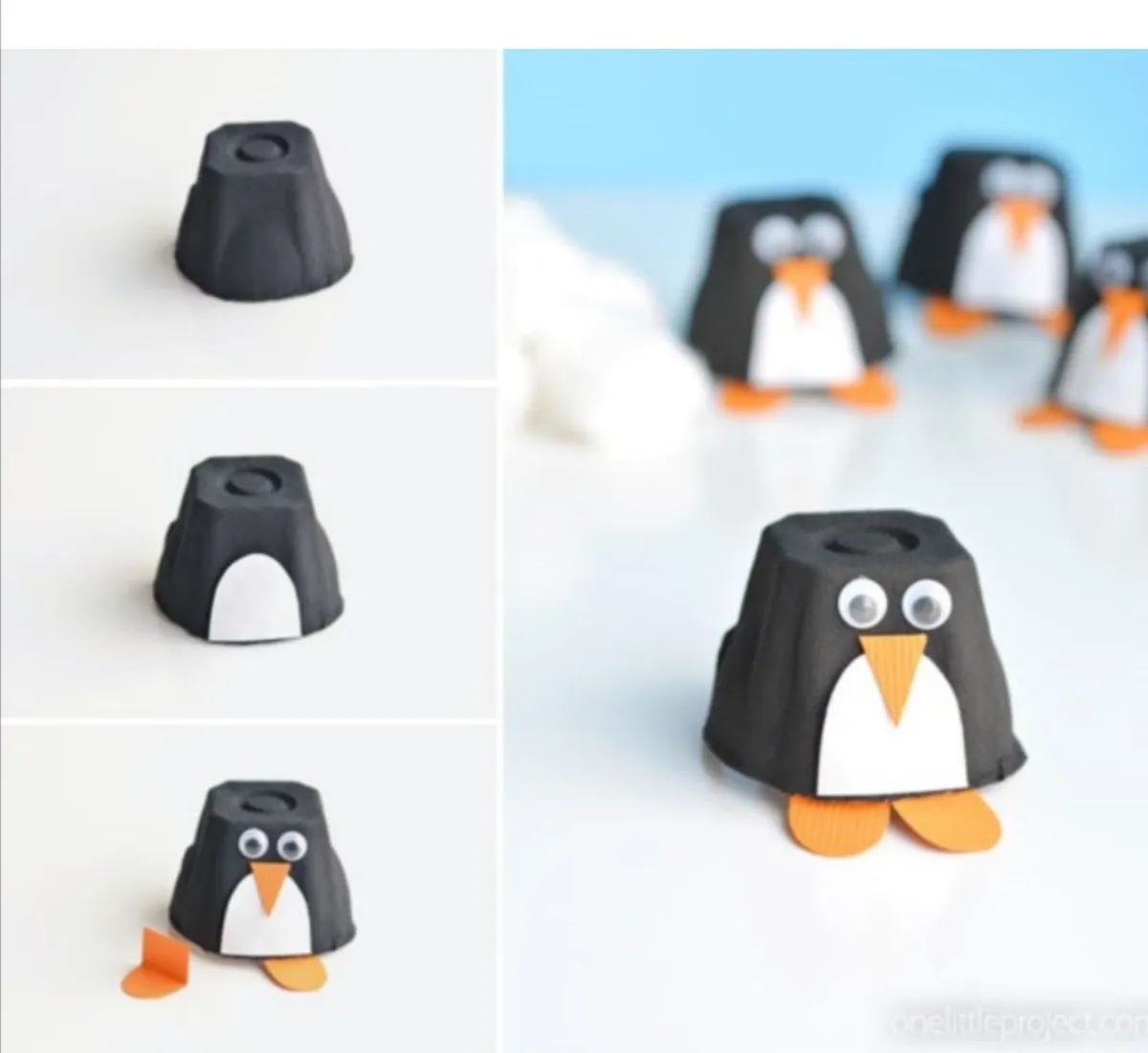 basteln im winter mit kindern lustige pinguine selber machen aus eierkarton