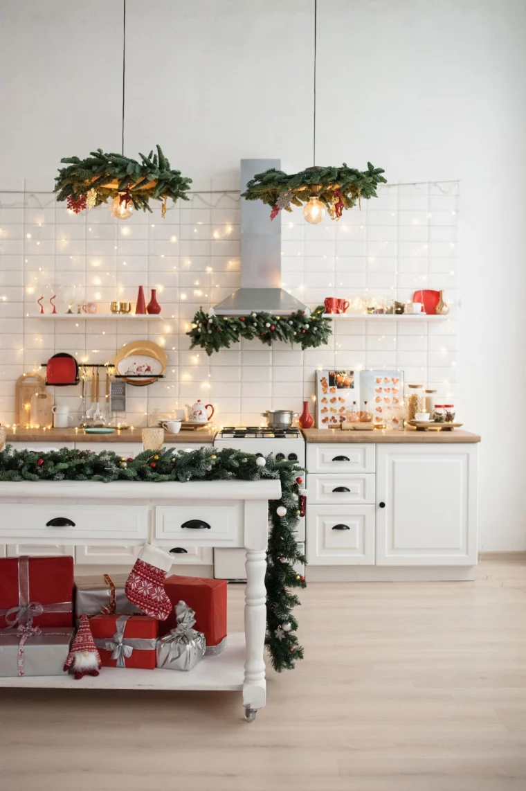 gemuetlich wohnzimmer weihnachtlich dekoriert und kueche deko