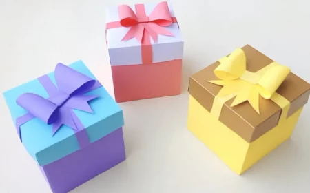 quadratische geschenkbox selber machen aus dickem papier mit papierschleife