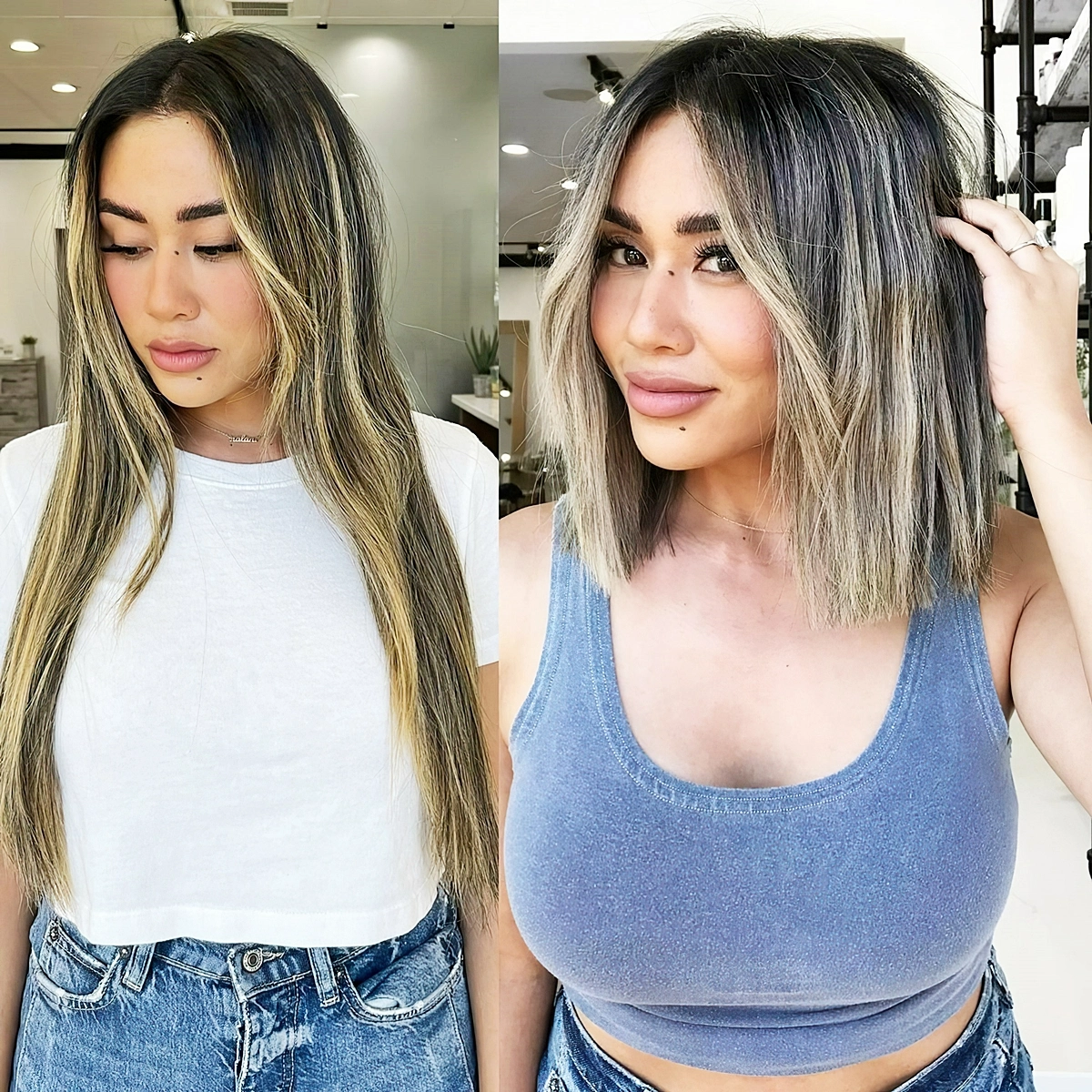 duenne haare frisuren lange haare schneiden lassen vorher nachher bilder balayage bob raylorojohair