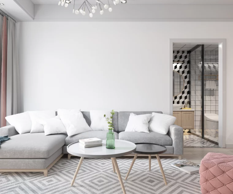 module sofa in grau wohnzimmergestaltung ideen