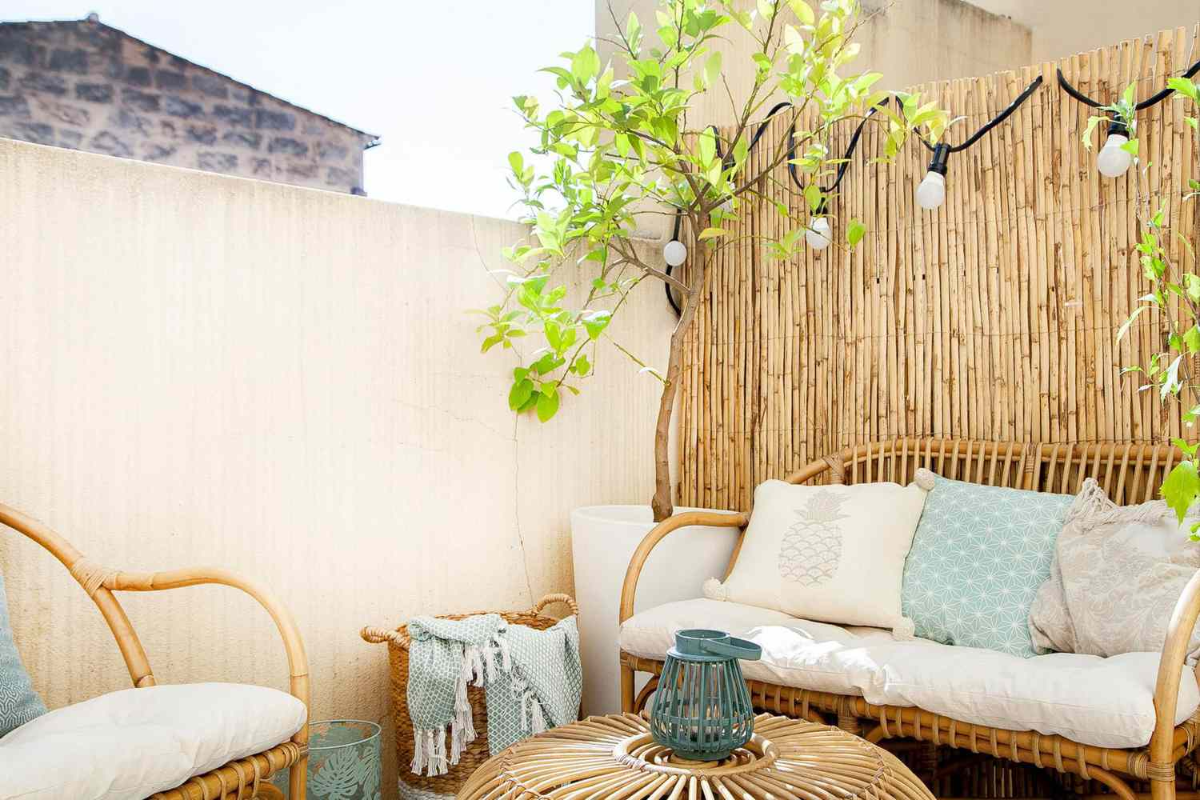 privatsphäre auf kleinem balkon mit bambus