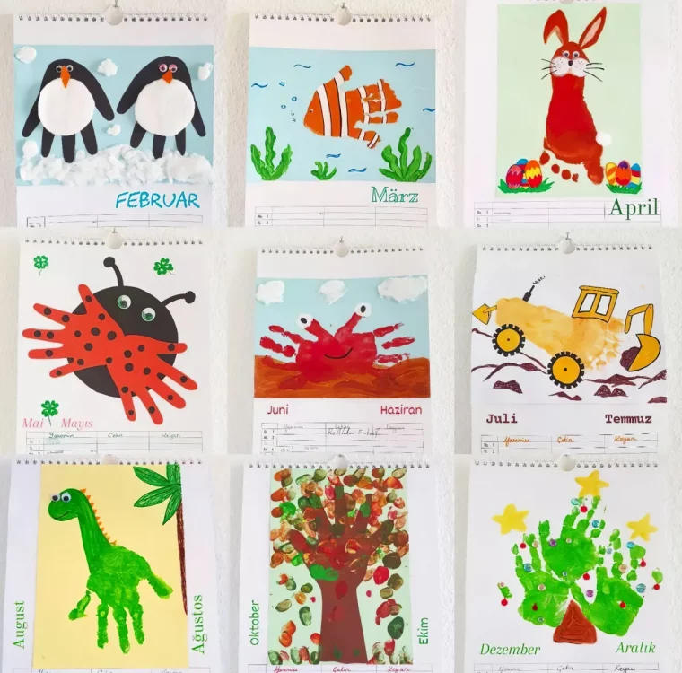 bilder gestalten mit handabdrücken diy kalender mit kindern