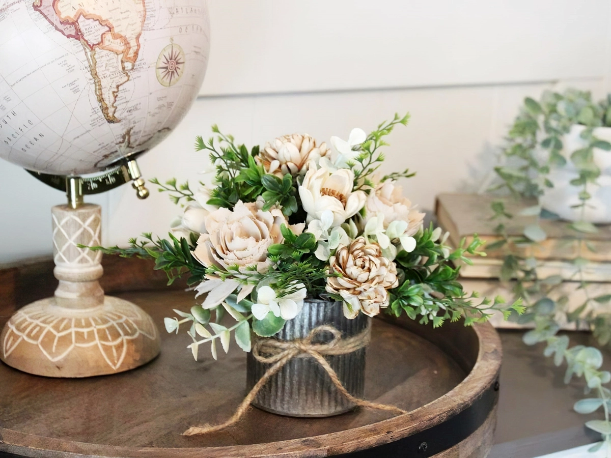 blumen tischdeko vase mit kunstblumen woodflowerbarn