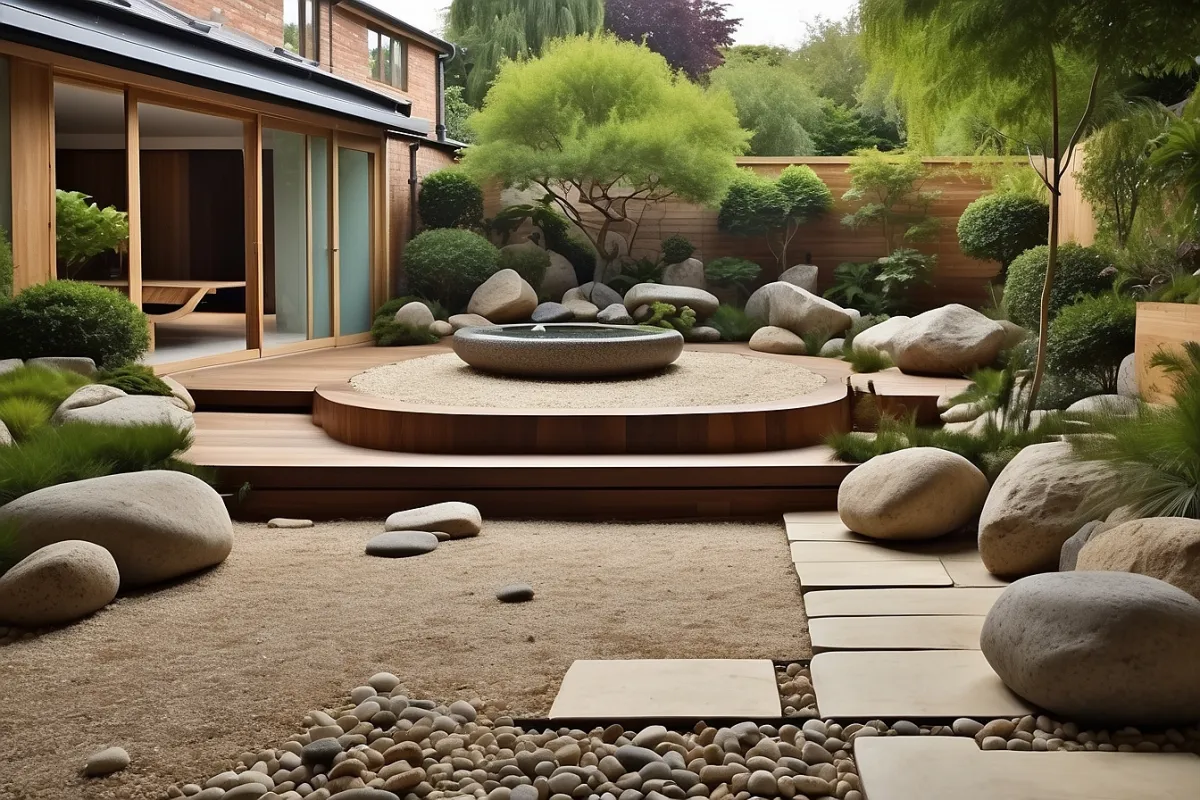 eigenen japanischen zen garten mit runden steinen