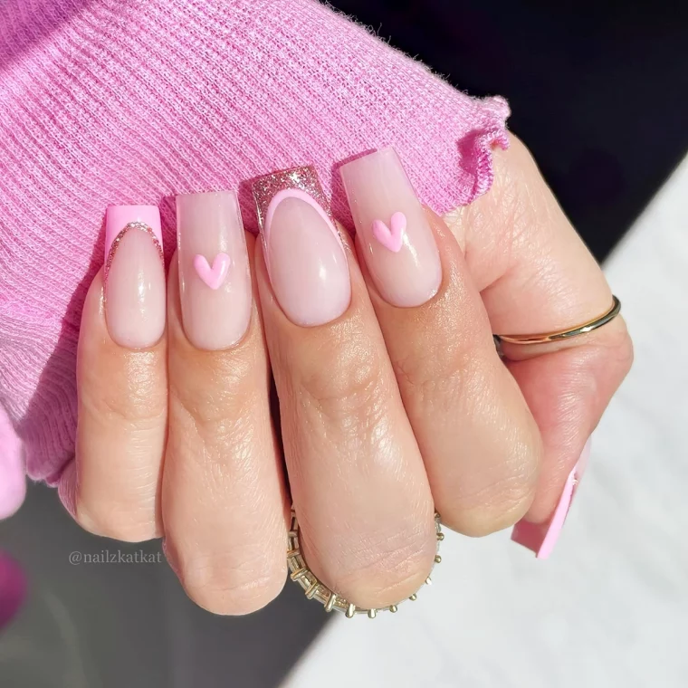 french nails rosa mit glitzer babyrosa naegel ideen nailzkatkat