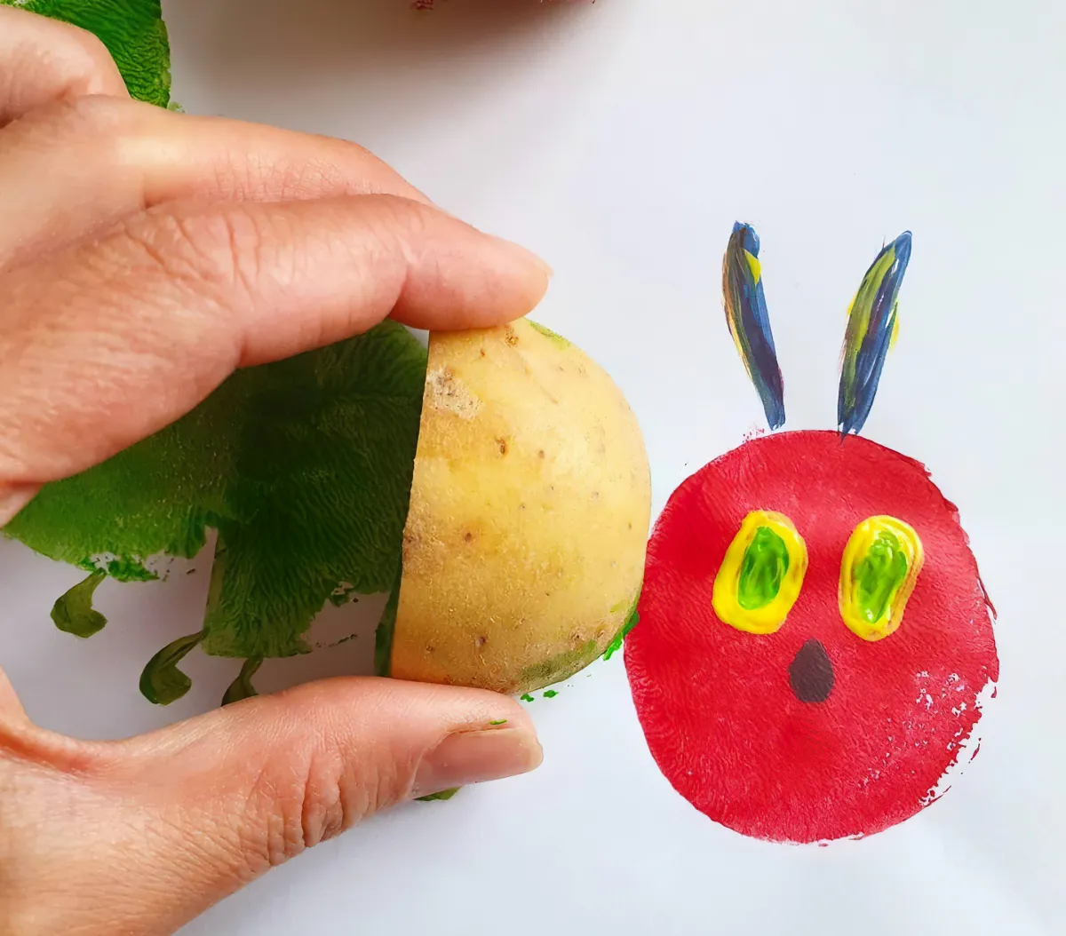malen mit kindern techniken stempel selber machen aus kartoffel