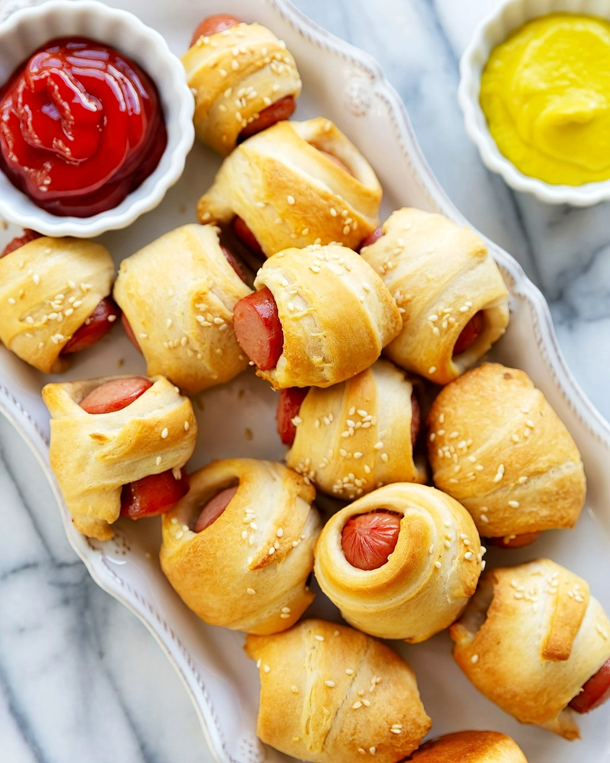 schnelles fingerfood am vortag zubereiten mini haepchen aus teig und haenchenwurst bestappetizers