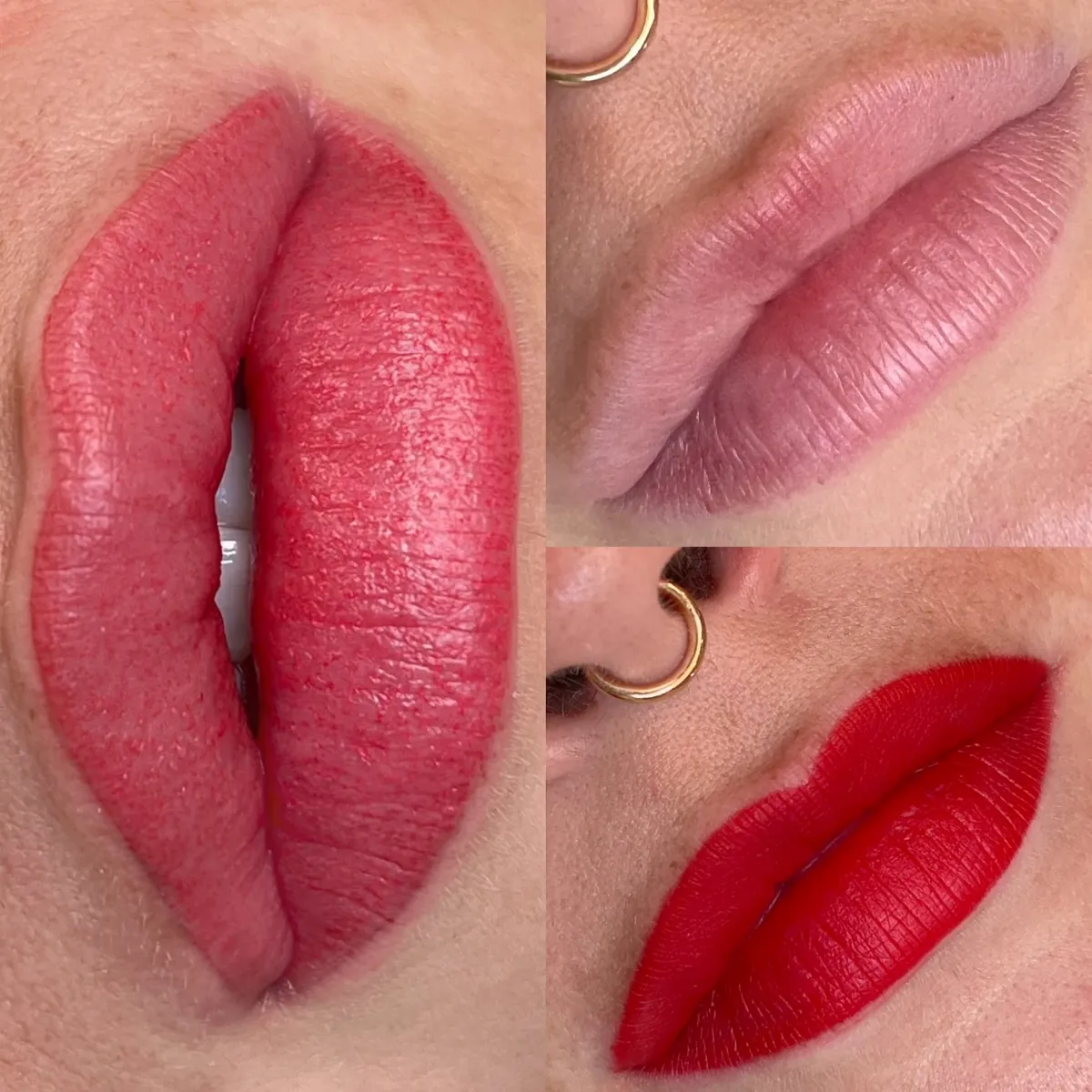 drei varianten von aquarellen lippen