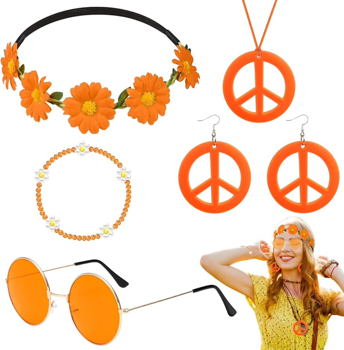 hippie accessoires in der farbe orange