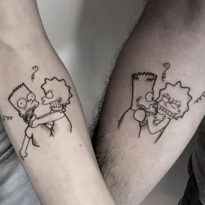 simpson family tattoos für geschwister funny design