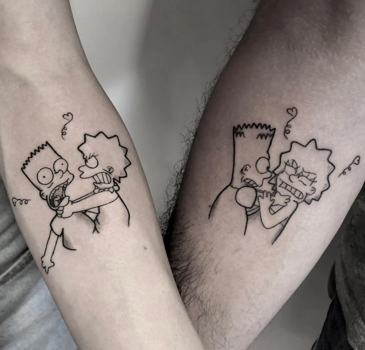 simpson family tattoos für geschwister funny design