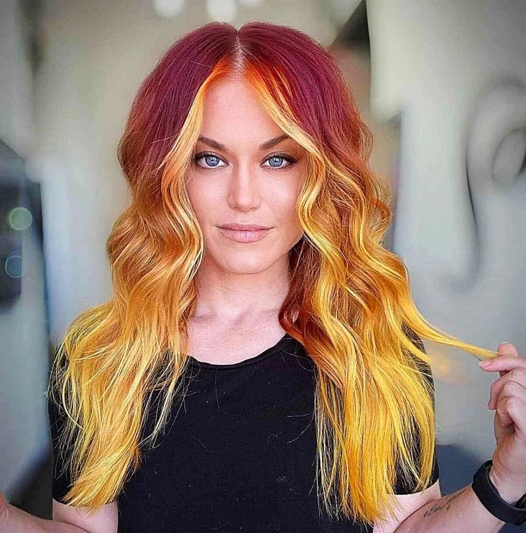 balayage ombre haarfarben trends 2024 rot orange haare divinity beautyy