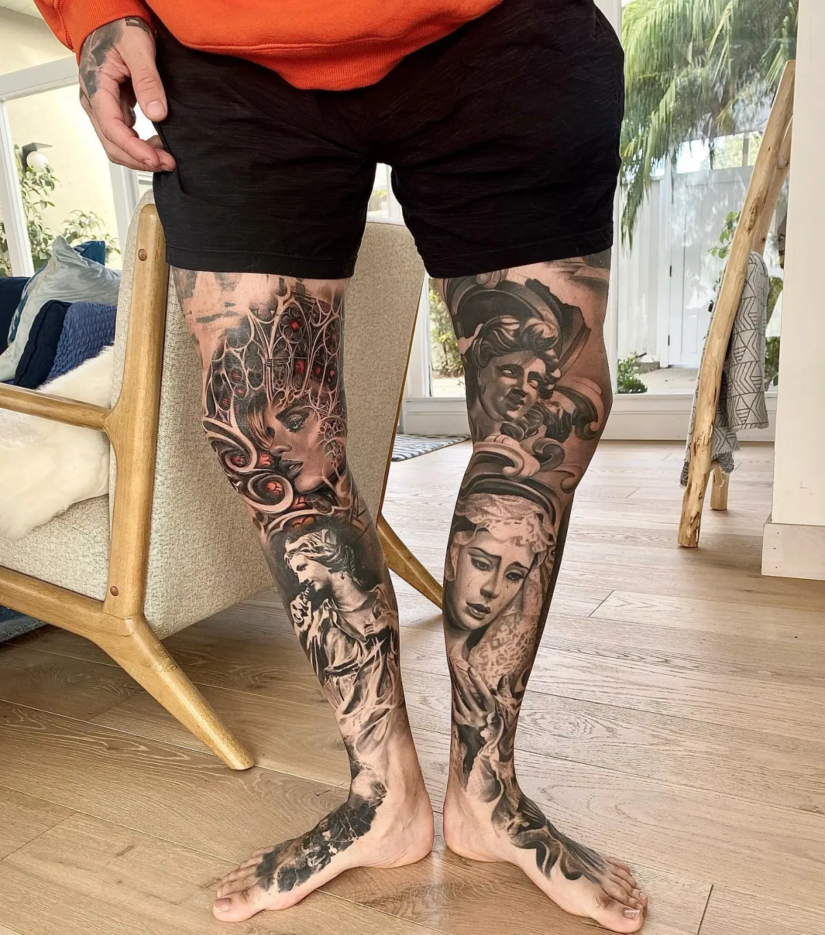 bein tattoos full sleeve massiv für männer