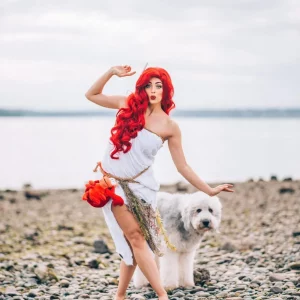 die kleine meerjungfrau außergewöhnliche kostüme für damen weißes kleid rote perücke