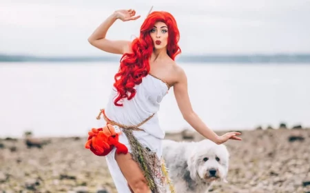 die kleine meerjungfrau außergewöhnliche kostüme für damen weißes kleid rote perücke