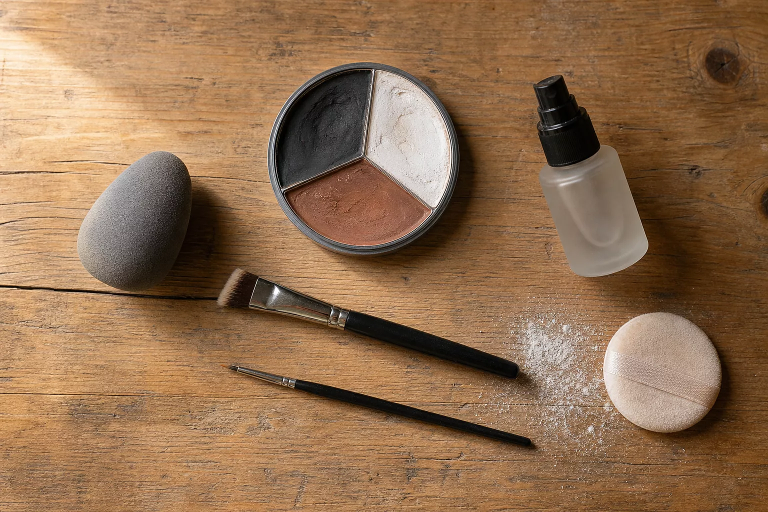 Aqua-Schminkpalette, Detailpinsel, Schwämmchen und Fixierspray für Katzen-Make-up