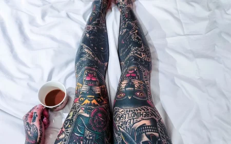 leg sleeve tattoos an beiden beinen farbige motive