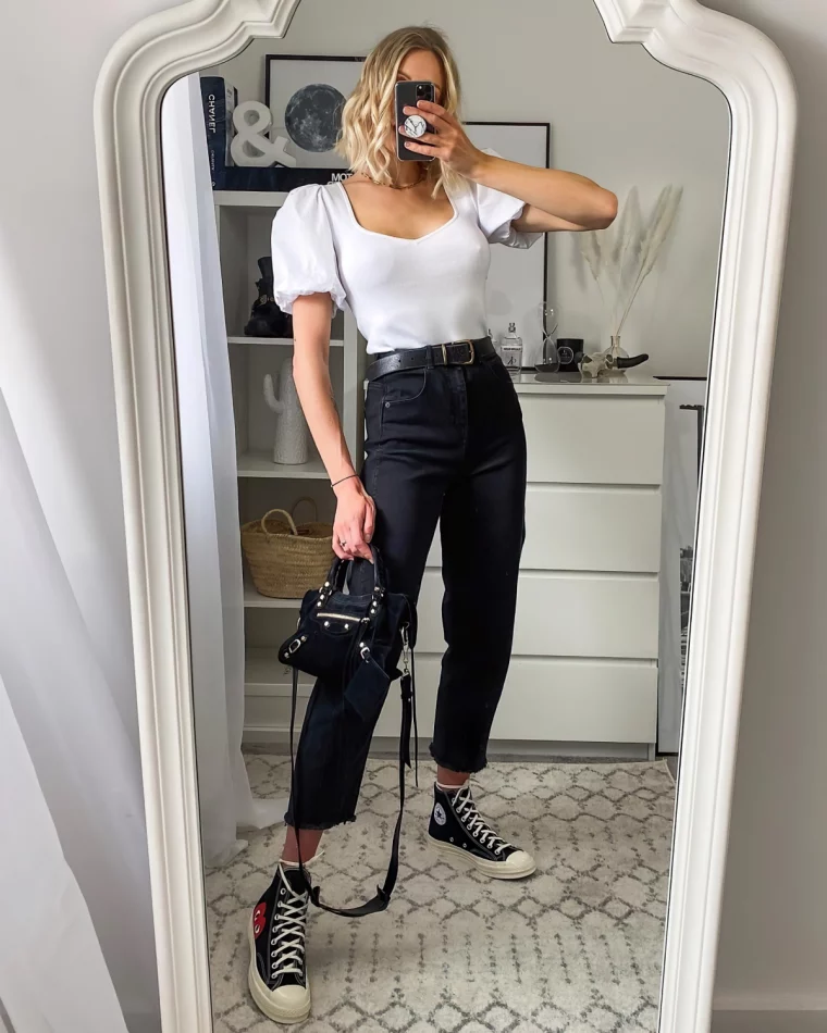 looks mit schwarzen jeans im sommer 2024