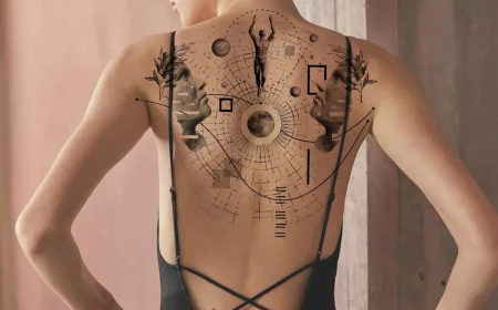rücken tattoos für frauen geometrische motive planeten