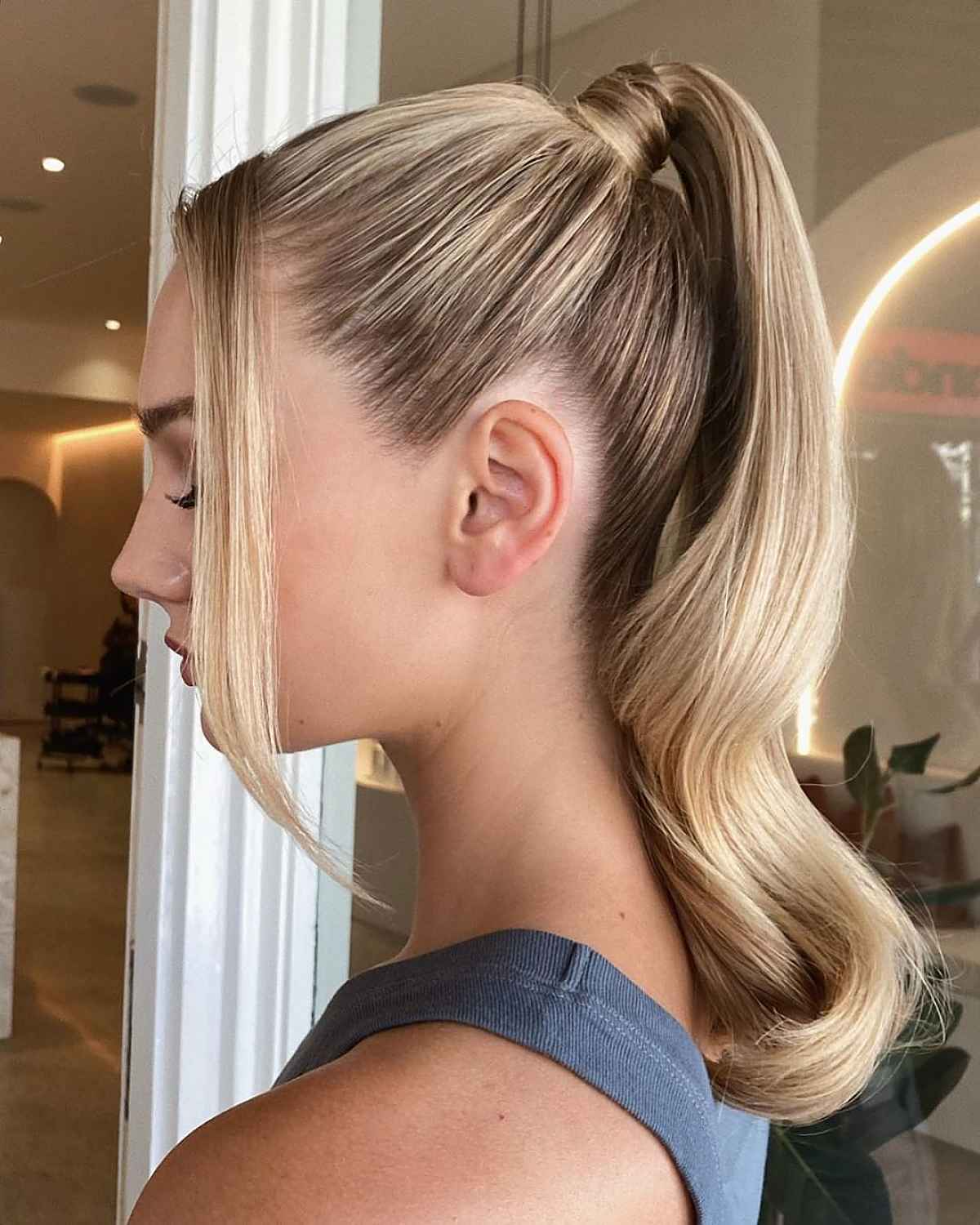 sleek high ponytail