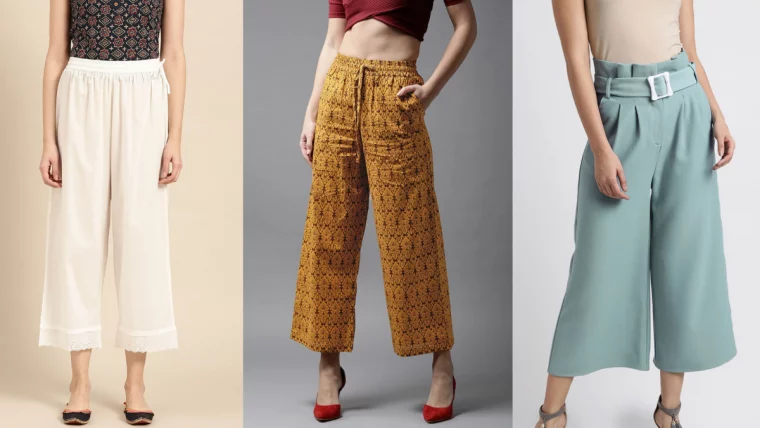 drei verschiedene palazzo hosen outfits