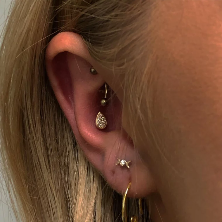 einige piercings am ohr