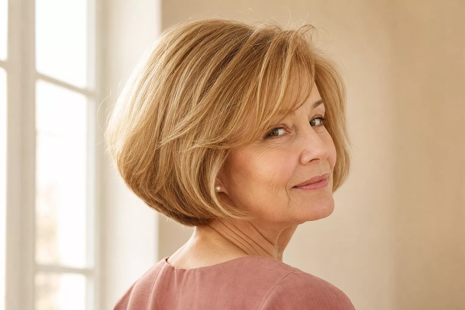 Flotte Kurzhaarfrisuren für ältere Damen, voluminöser runder Bob