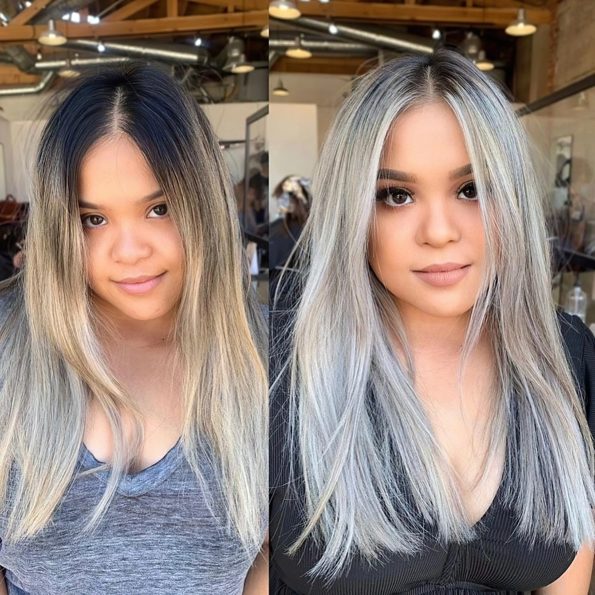 graue balayage rundes gesicht frisuren ideen 2024 trends 