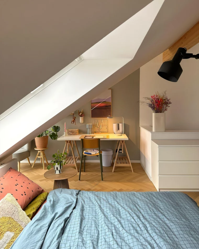 hej sylwi ideen kleine schlafzimmer mit dachschaege arbeitsplatz einrichten
