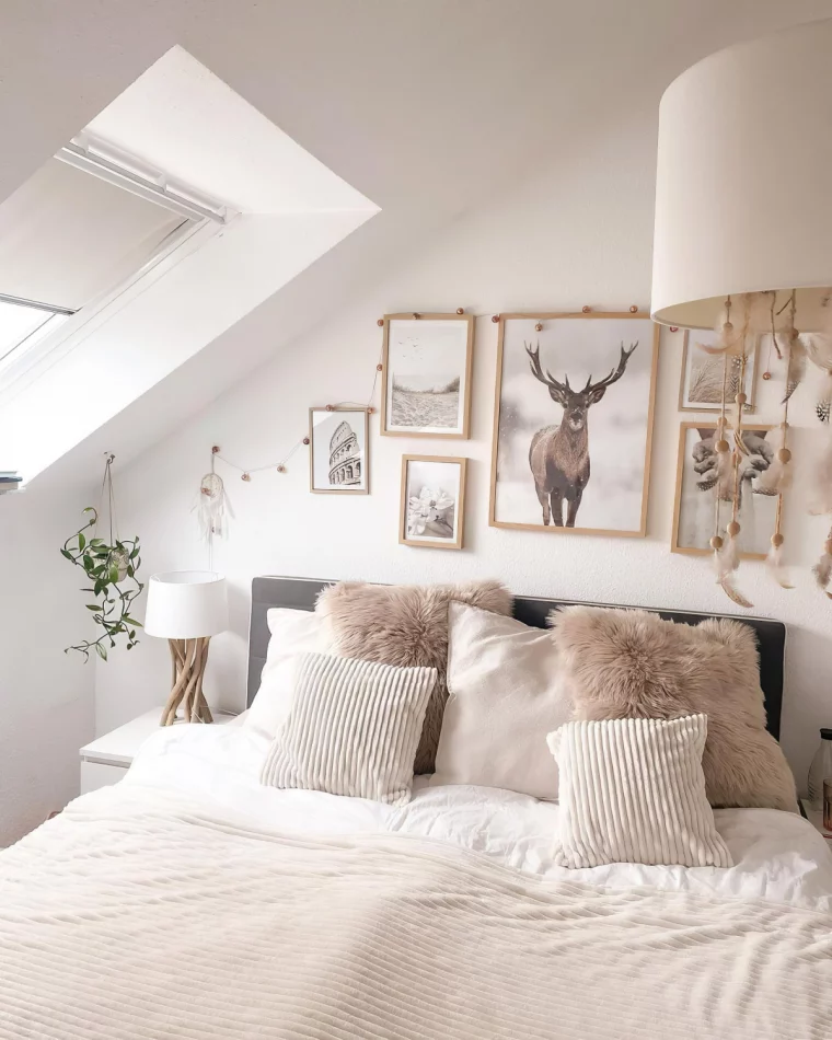 kleines schlafzimmer mit dachfenstern dekorieren boholito
