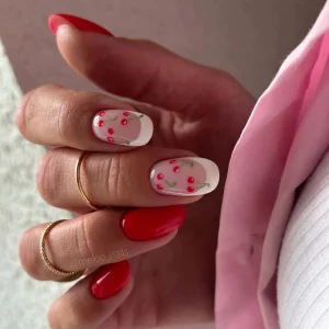 fruit nails french manicure mit kleinen kirschen
