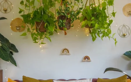 wohnzimmer grüne oase mit kletterpflanze efeutute