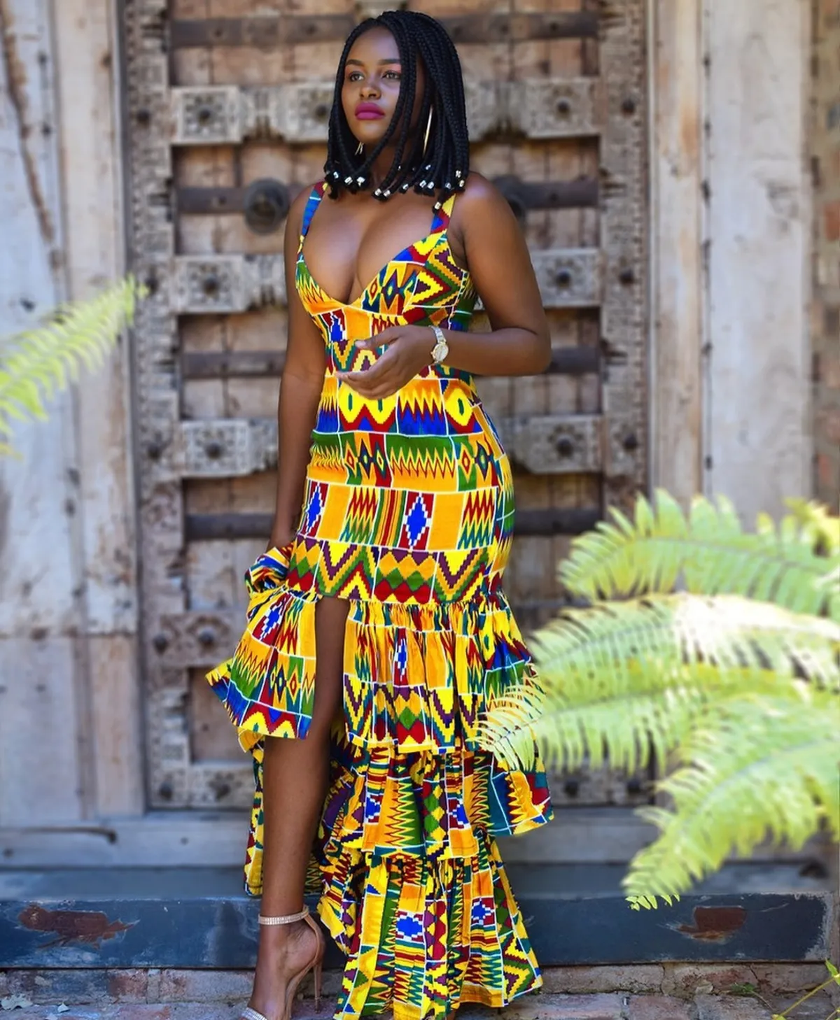 afrikanische kleidung maxi kleid ethnische motive grelle farben
