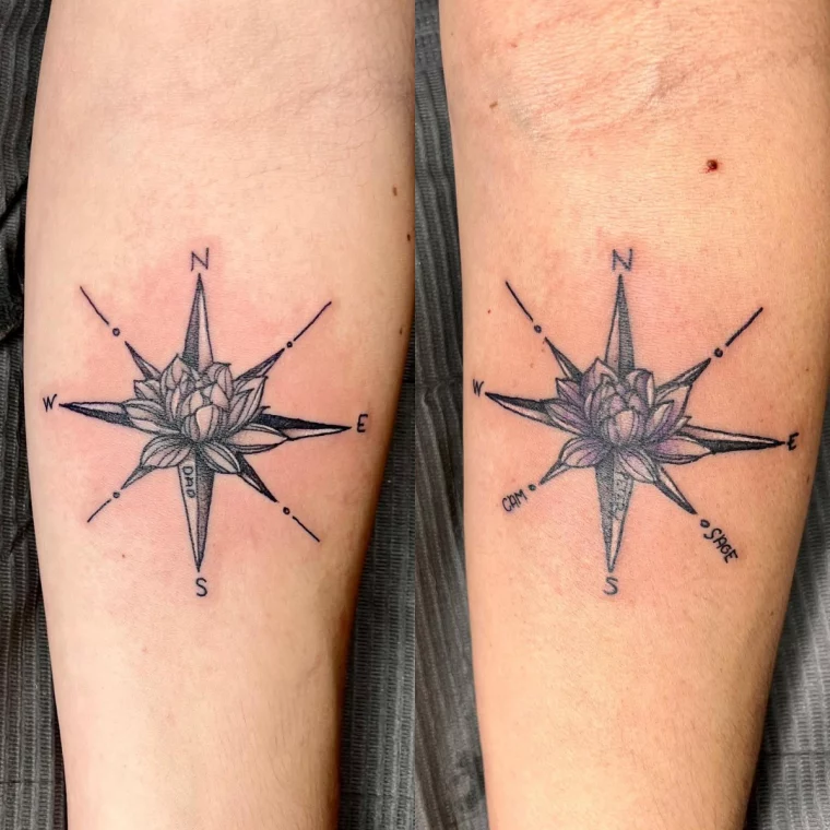 kompass vater tochter tattoo