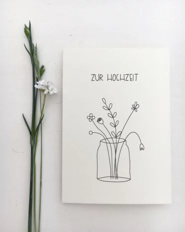 süße hochzeitskarte mit blumen