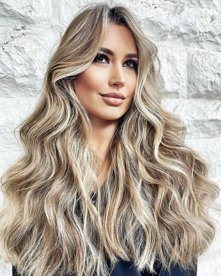blond braune haare 2024 lange dichte wellige mahne balayage ideen alexandrmaslovsky