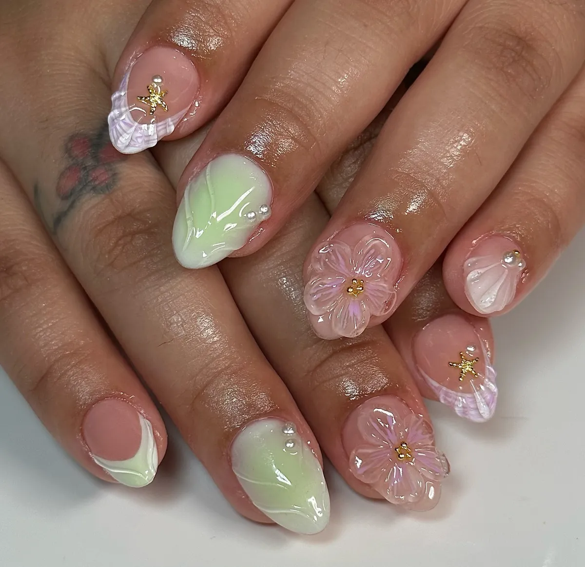 jelly nails design 2024 3d mit blumenmuster