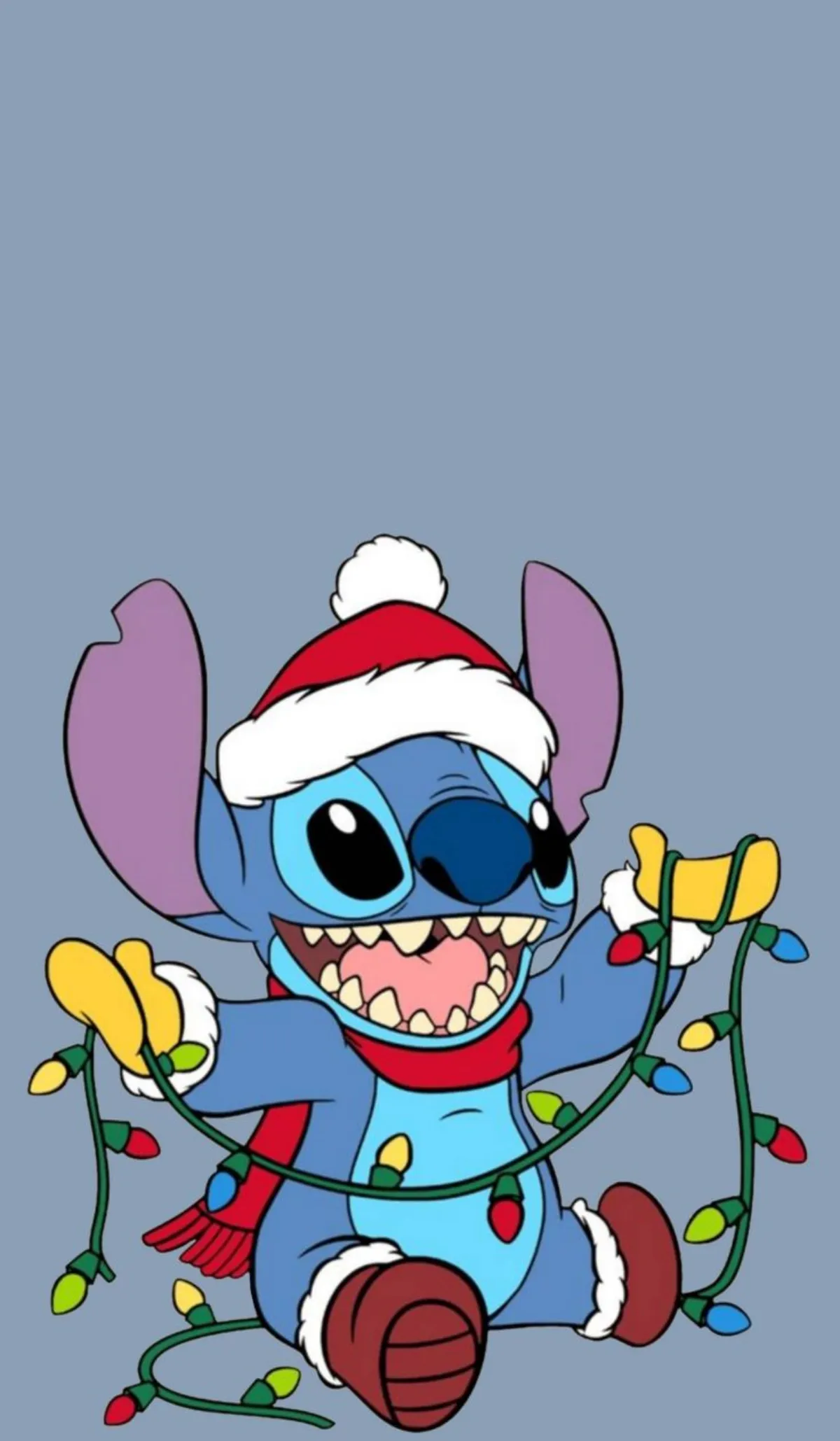 süße disney hintergrundbilder weihnachten stitch mit lichterkette