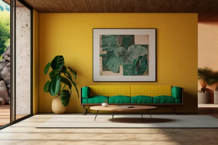 wie kann ich meine wohnung virtuell einrichten wohnzimmer einrichtung in gelb und gruen