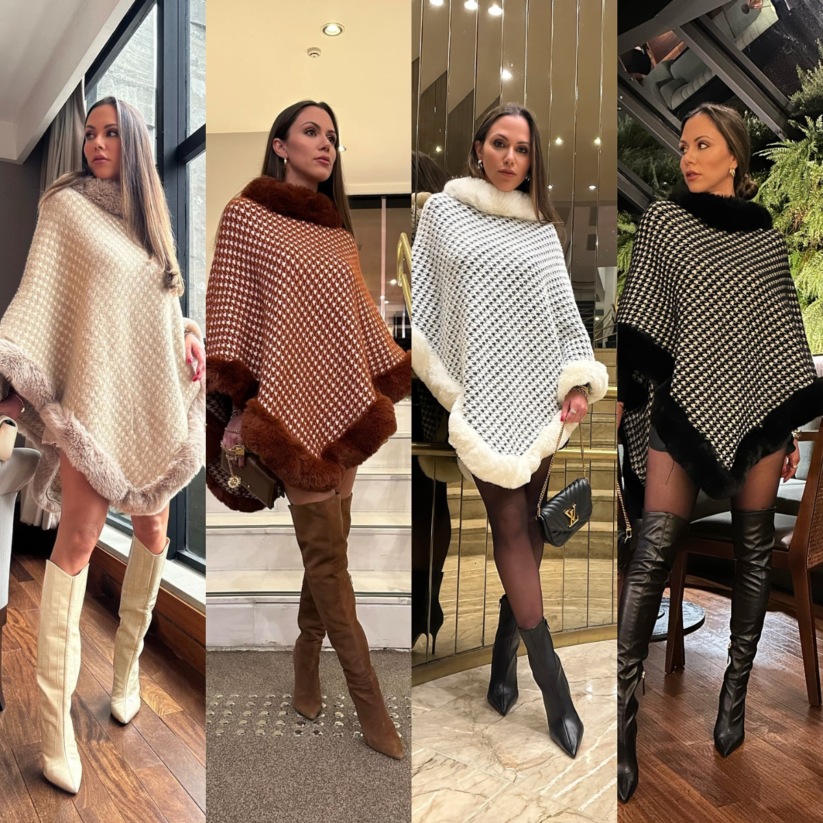 verschiedene outfits mit poncho