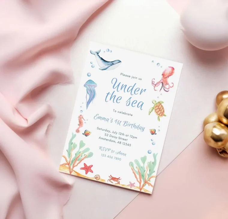 einladung kindergeburtstag unterwasser thema sommer meer