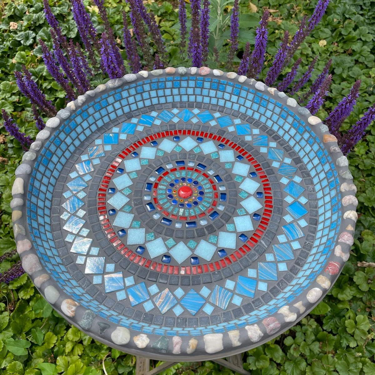 mosaik wasserschale bunte deko mosaikgarten